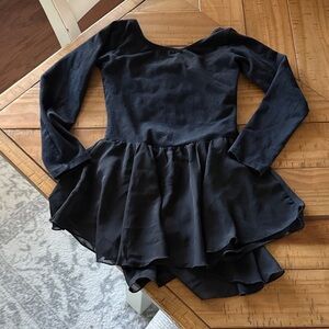 Black Long Sleeve Ballet Leotard with Skirt
